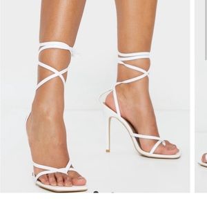 Brand new PLT white sandal heels